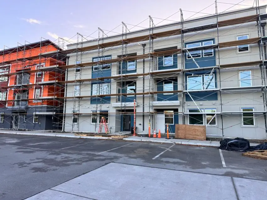 Newly completed multifamily building exterior